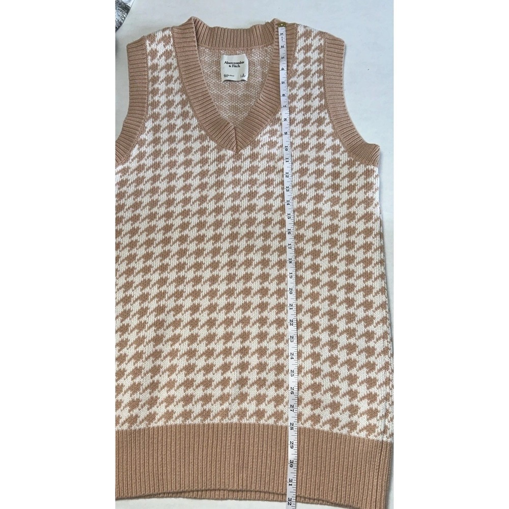 Women's Abercrombie & Fitch Houndstooth Sweater Vest Oversized Long Sz Small - Picture 7 of 9